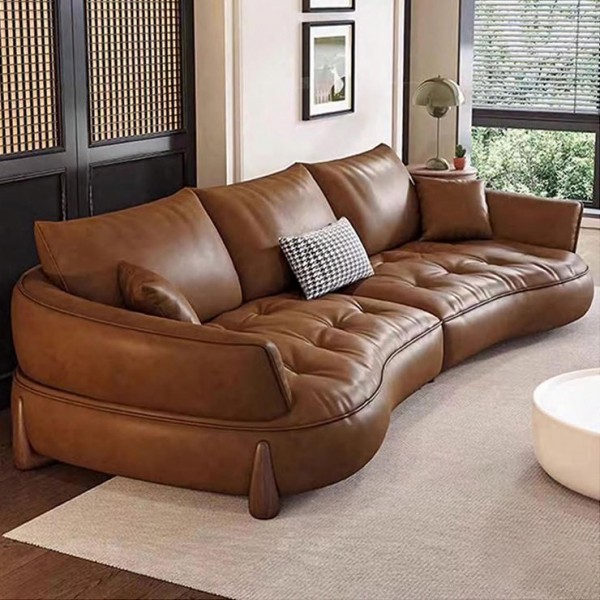 Luxurious Vintage Faux Leather Sofa Retro Couch with Velvet Filling Ultimate Comfort for Home Living Room Furniture for Hotels