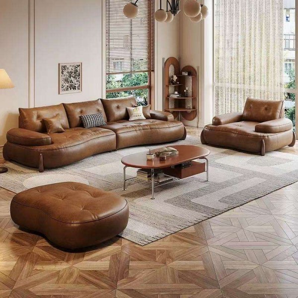 Luxurious Vintage Faux Leather Sofa Retro Couch with Velvet Filling Ultimate Comfort for Home Living Room Furniture for Hotels