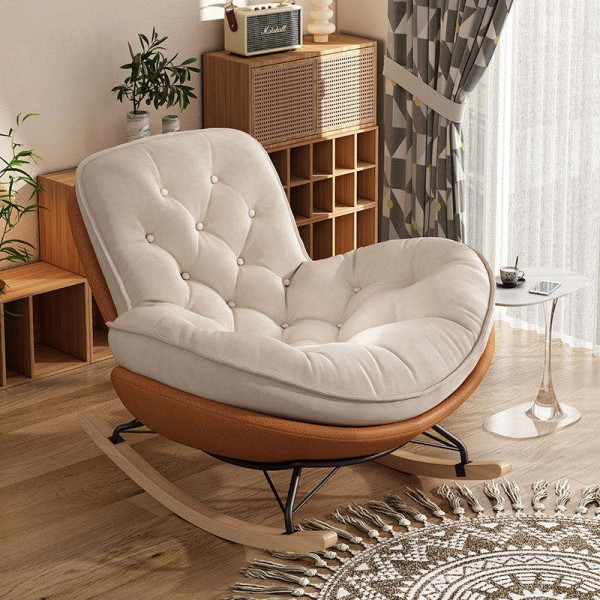 Nordic Modern Luxury Living Room Chairs Rocking Recliner Chair Lounge Sofa Single Lazy Relax Adult Bedroom Reclining Furniture