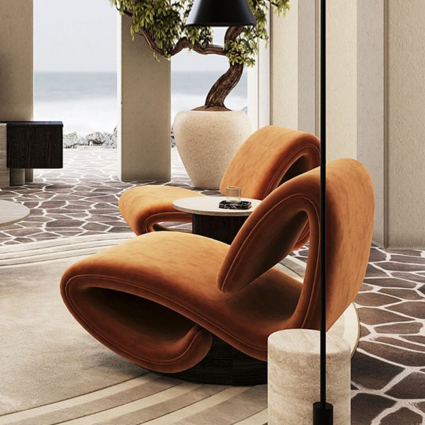 Modern Simple S-shaped Leisure Chair Suitable for Living Room Hotel Metal Special-shaped Negotiation Single Sofa Chair