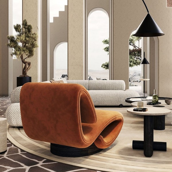Modern Simple S-shaped Leisure Chair Suitable for Living Room Hotel Metal Special-shaped Negotiation Single Sofa Chair