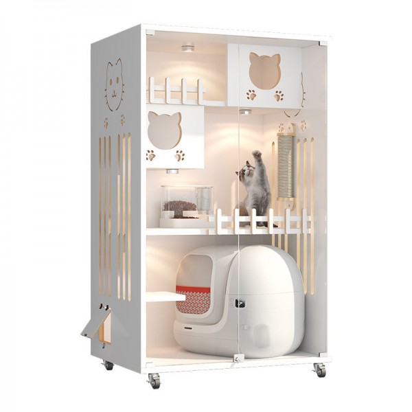 New Arrival Luxury 3-Storey Modern Wooden Cat Furniture Villa Living Room Suitable Animal Pattern Cat House