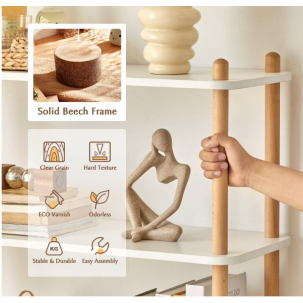 Modern Eco-Friendly Open 3 Level Wooden Bookshelves Multi-Functional Freestanding Storage Display Shelves for Home Office Party