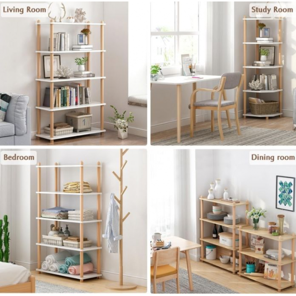 Modern Eco-Friendly Open 3 Level Wooden Bookshelves Multi-Functional Freestanding Storage Display Shelves for Home Office Party