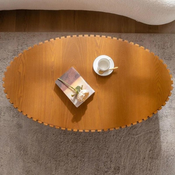 Coffee Table Wooden Olive-Shaped Tea Table for Living Room