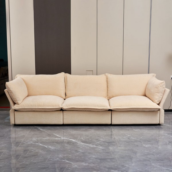 Modern Minimalist Luxury Comfortable White Fabric Electric Recliner Sofa Set Indoor 3 Seater Living Room Sofas Furniture