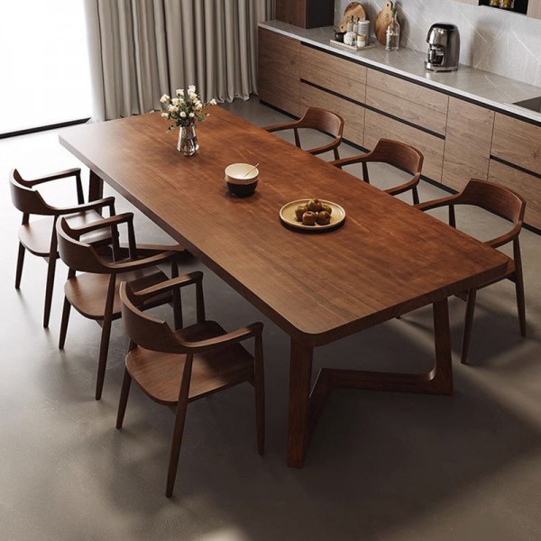 Modern All-Solid Wood Rectangular Dining Table Chair Set for Home or Apartment Dining Room Furniture