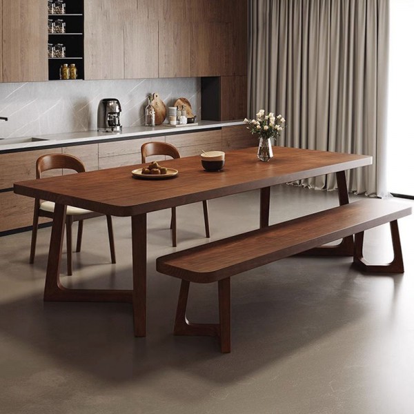 Modern All-Solid Wood Rectangular Dining Table Chair Set for Home or Apartment Dining Room Furniture