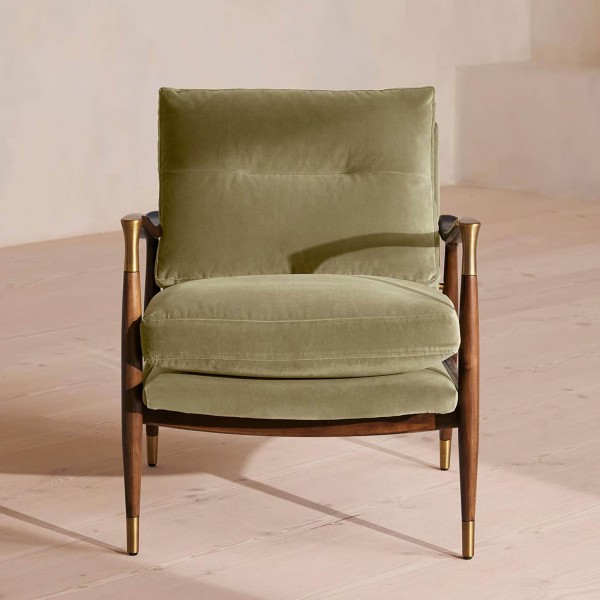 Mid-century Design Luxury Solid Birch Frame Living Room Armchair Furniture Vintage Fabric Chair Set