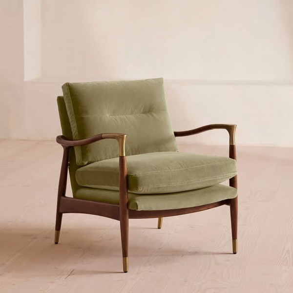 Mid-century Design Luxury Solid Birch Frame Living Room Armchair Furniture Vintage Fabric Chair Set