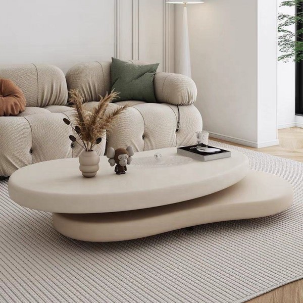 Modern Cloud Shaped Rotating Coffee Table Cream Style MDF Wood with Steel and Metal for Home or Hotel Furniture
