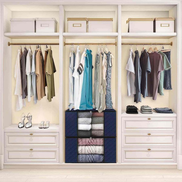 Large foldable blanket fabric storage bag container storage box with lid and handle for household items