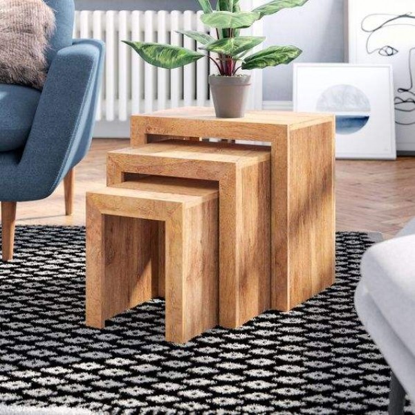 A set of three round wooden coffee tables for the home bedroom or kitchen modern living room furniture