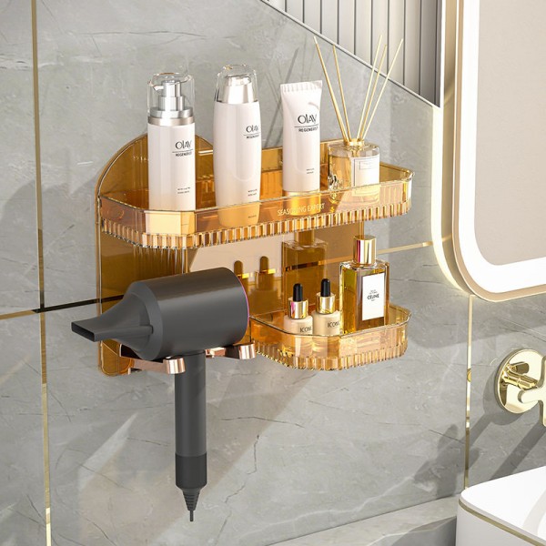 Bathroom Hair Dryer Storage Wall Mounted Shelf Shelves Plastic Storage Display Racks Household Items