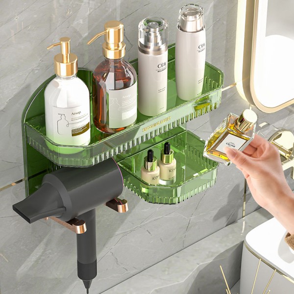 Bathroom Hair Dryer Storage Wall Mounted Shelf Shelves Plastic Storage Display Racks Household Items