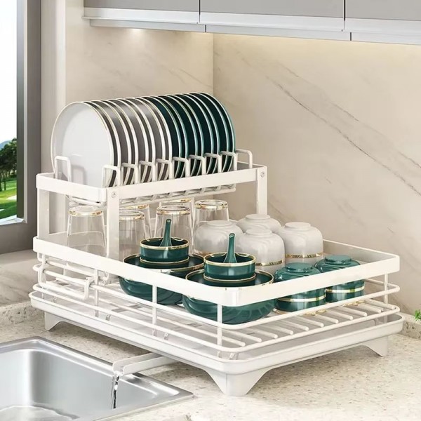 Multi-layer small storage bowl and plate rack, simple kitchen utensil bowl and plate rack, household drain pipe, used for organising kitchen items