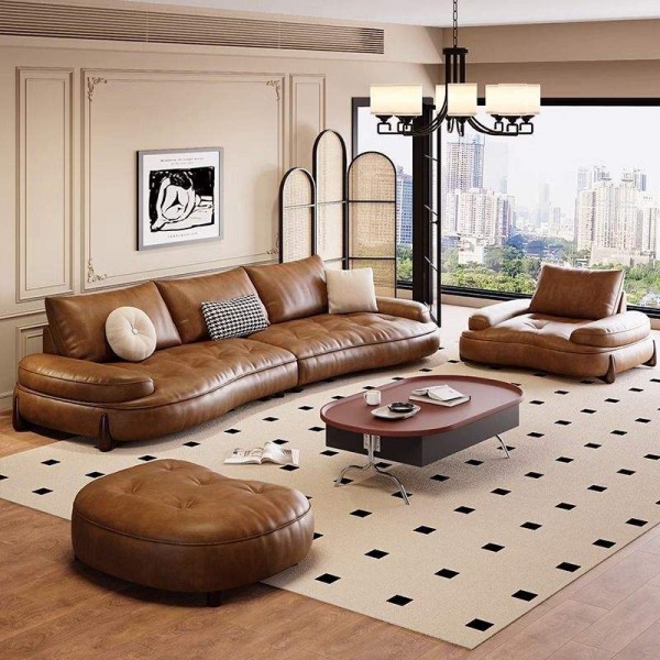 Retro-style Sofa Furniture for Home Decoration Simple Light Luxury Retro Couch Luxury L Shaped Sofa Set
