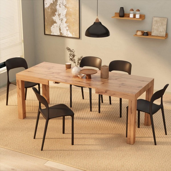 Expandable Modern Dining Table and Chair Set for 6-10 Space Saving Home Furniture