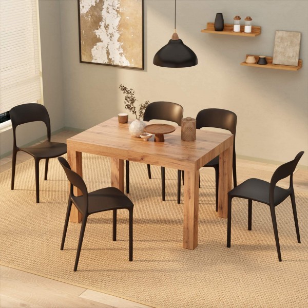 Expandable Modern Dining Table and Chair Set for 6-10 Space Saving Home Furniture