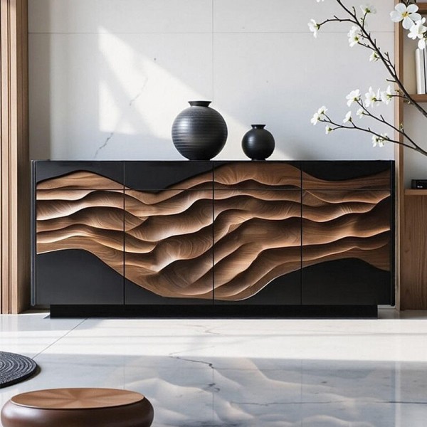 Solid Wood Shoe Cabinet Modern Minimalist New MDF Doorway Integrated Wall Storage for Home Living Room Entrance