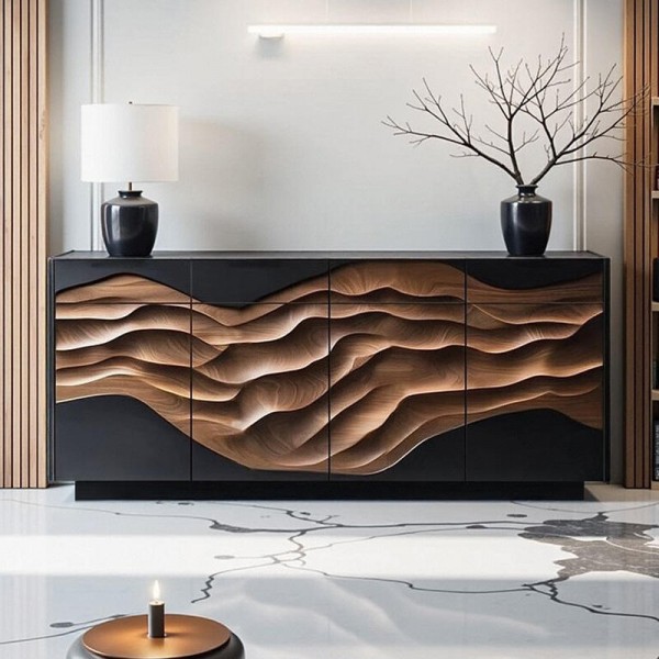 Solid Wood Shoe Cabinet Modern Minimalist New MDF Doorway Integrated Wall Storage for Home Living Room Entrance