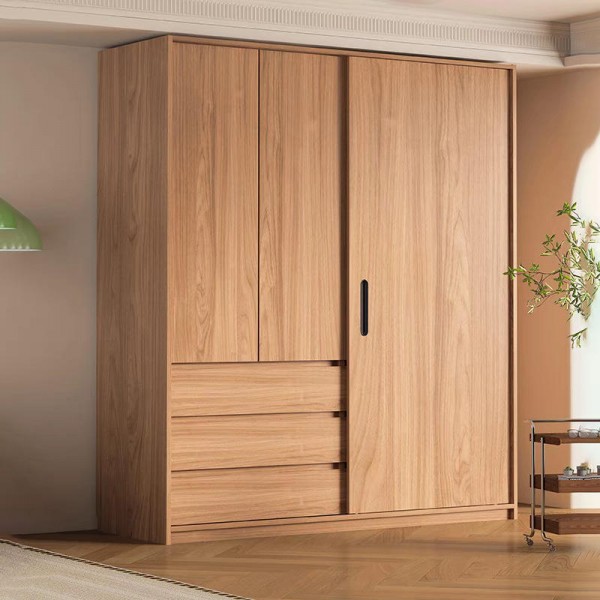 Custom Luxury Solid Wood Wardrobe Space-Saving Sliding Door Large Storage for Master Bedroom