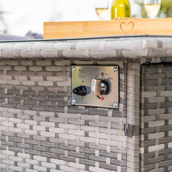 Willow-woven garden furniture sofa set, rattan furniture sofa corner dining set with fire pit table furniture