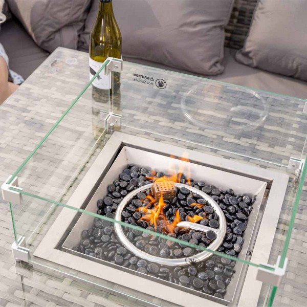 Willow-woven garden furniture sofa set, rattan furniture sofa corner dining set with fire pit table furniture