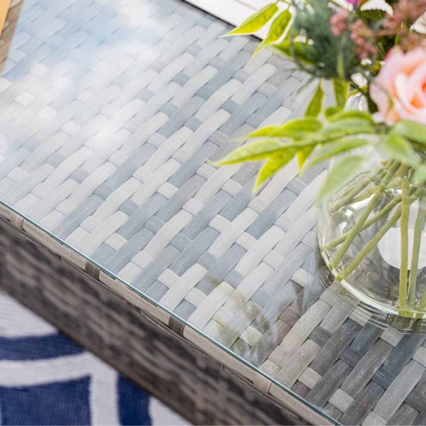 Willow-woven garden furniture sofa set, rattan furniture sofa corner dining set with fire pit table furniture