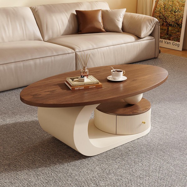 Modern Luxury Cream Style New Light Walnut Tea & Coffee Table Combination for Small Home Living Room