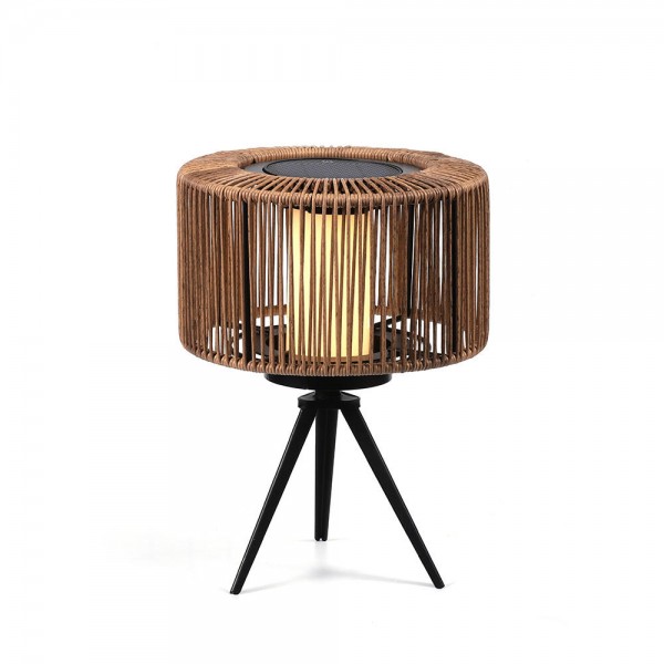 Outdoor Rattan Solar Lights Patio Garden Backyard LED Solar Powered Lighting Deck Patio Woven Landscape Modern Pendant Lamps