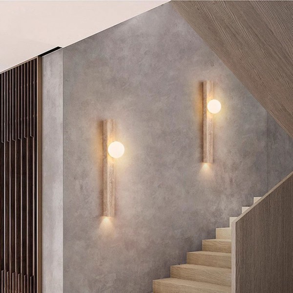 Minimalist Travertine Lamp Sconces Light Home Hotel Staircase Bedroom Living Room Travertine Long Strip Wall Lamp