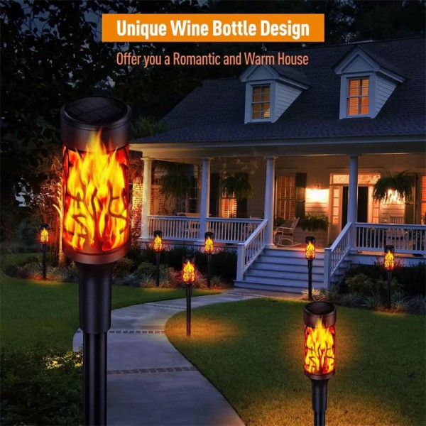 New Waterproof Solar Powered Garden Light Flame Floor Pathway Lamp Courtyard Insertion Outdoor Lawn Lamp Lights