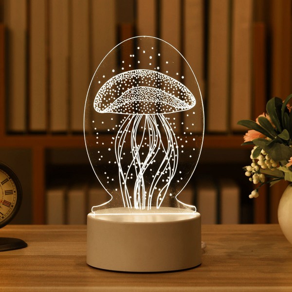 Jellyfish Night Lights Acrylic Bedroom Lamp Holiday Gift Light Creative 3d Nightlight Birthday Gift Ambiance Light