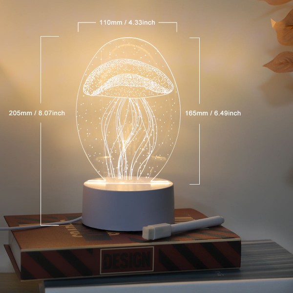 Jellyfish Night Lights Acrylic Bedroom Lamp Holiday Gift Light Creative 3d Nightlight Birthday Gift Ambiance Light