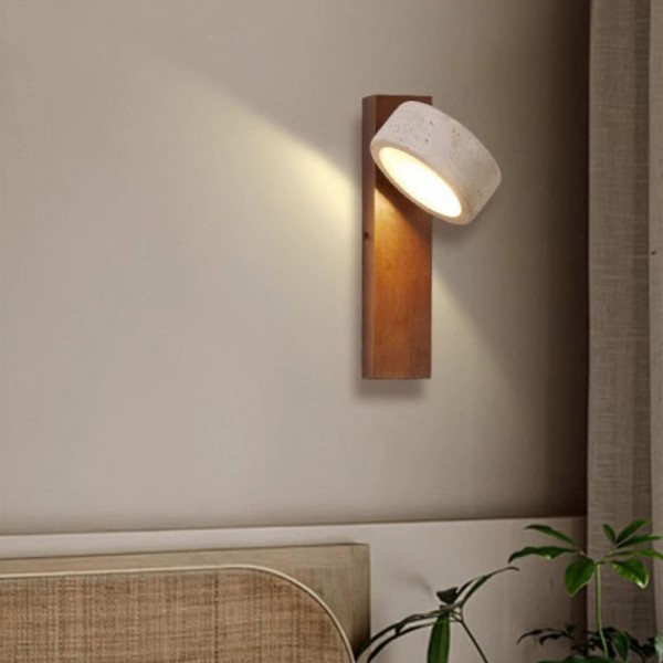 Modern Wabi-sabi Custom Stone Lamp Indoor Wall Sconce Light Bedroom Living Room Staircase Travertine Wall Lamp with Wood Base