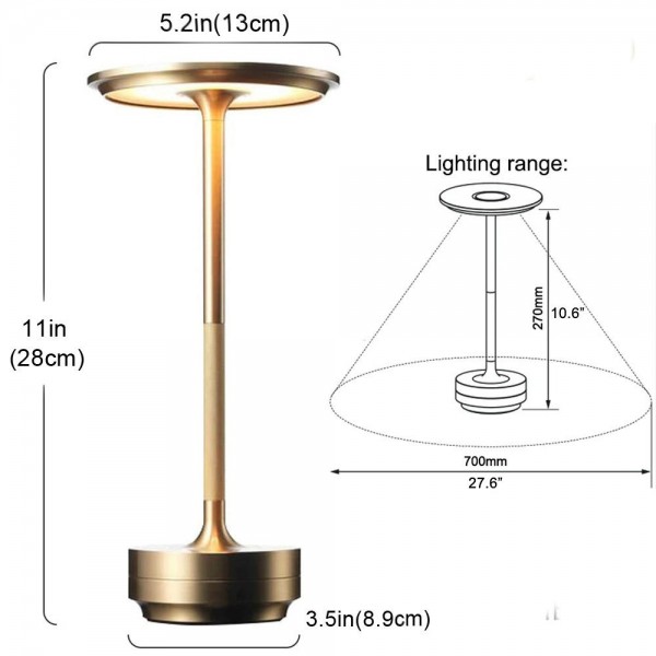 Luxury Modern Led Rechargeable Portable Cordless Table Lamp Silver Indoor Nordic Touch Light Home Hotel Bedside Table Brass Dek