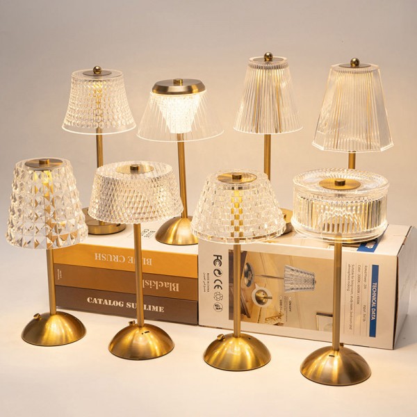 Charging Touch Table Lamp LED Dimmable Crystal Table Lamp for Bedroom Dining Room Atmosphere Lighting