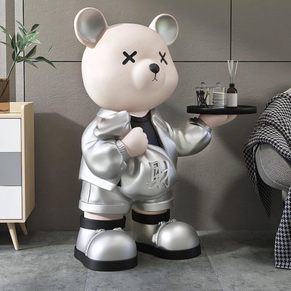 Modern Creative Bear Tray Floor Decoration Living Room Welcome Home Decoration Tv Cabinet Sofa Furnishing Housewarming Gifts