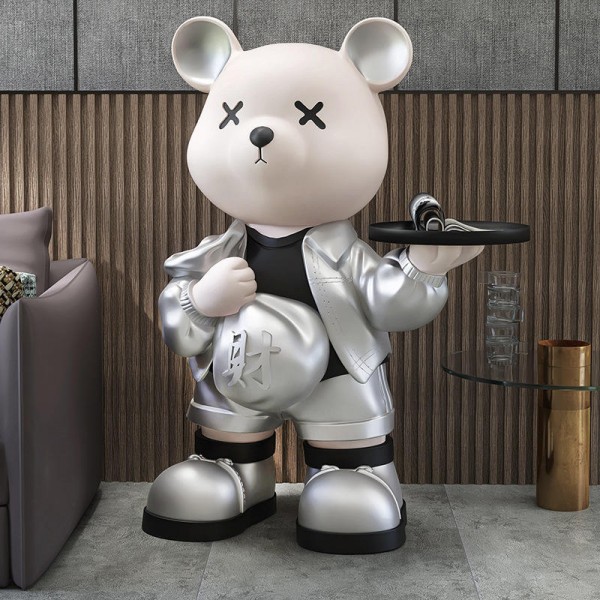 Modern Creative Bear Tray Floor Decoration Living Room Welcome Home Decoration Tv Cabinet Sofa Furnishing Housewarming Gifts