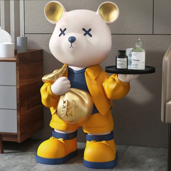 Modern Creative Bear Tray Floor Decoration Living Room Welcome Home Decoration Tv Cabinet Sofa Furnishing Housewarming Gifts