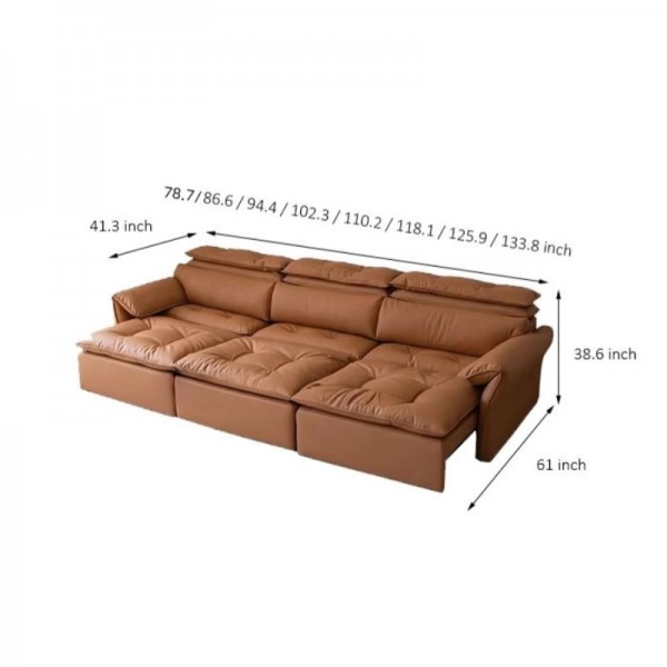 Italian Multi-functional Sofa Bed Modern Living Room Furniture Leather Sofa Bed Luxury Solid Wood Frame Three Seaters Couch