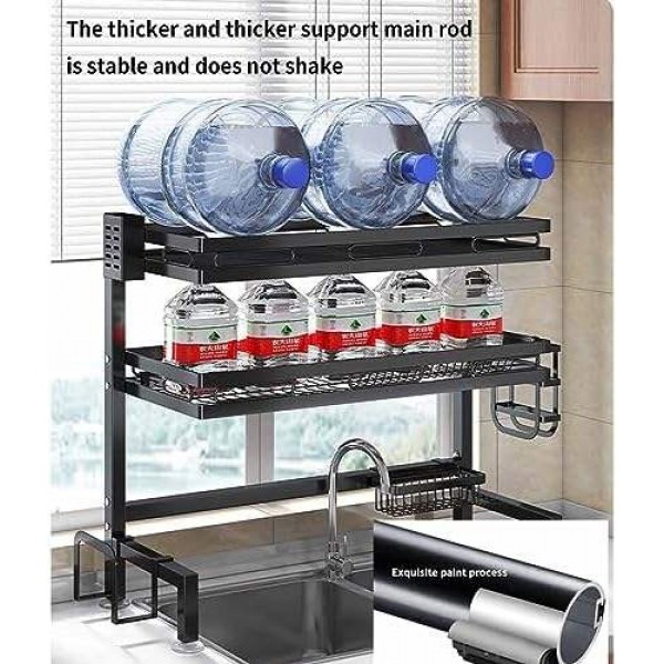 Sink-mounted household metal tray storage rack Kitchen item storage rack Drain tray Stainless steel tray and bowl drying rack