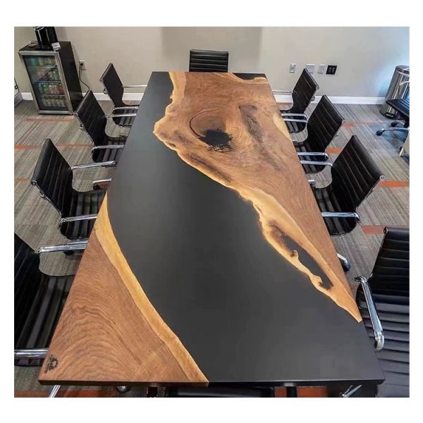 Modern Black Walnut Wood Epoxy Resin River Dining Table Home Furniture