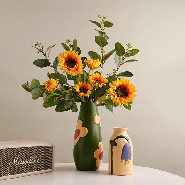 High-end Living Room Flower Arrangement Creative Home Decoration Ornaments Morandi Painted Ceramic Vase Home Decor