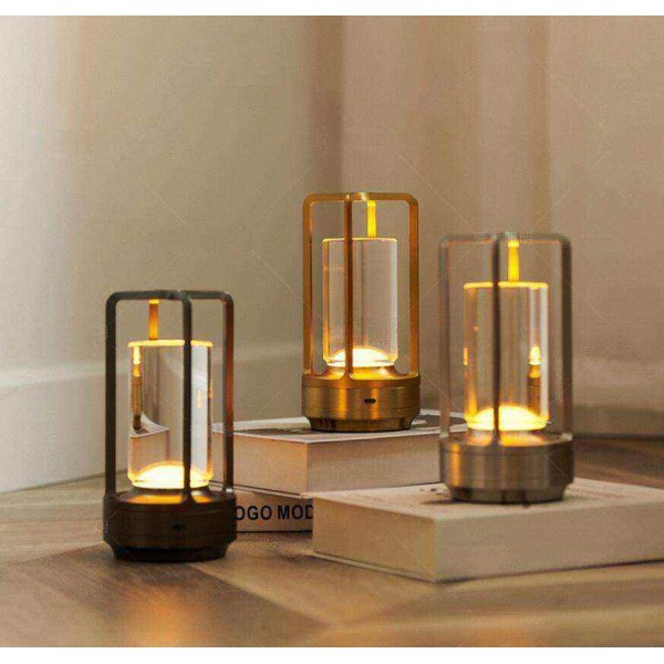 Portable Luxury Outdoor Restaurant Crystal Lantern Rechargeable Cross Table Led Lamp Mood Lights Table Lamp