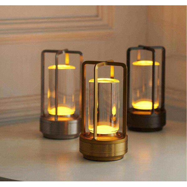 Portable Luxury Outdoor Restaurant Crystal Lantern Rechargeable Cross Table Led Lamp Mood Lights Table Lamp