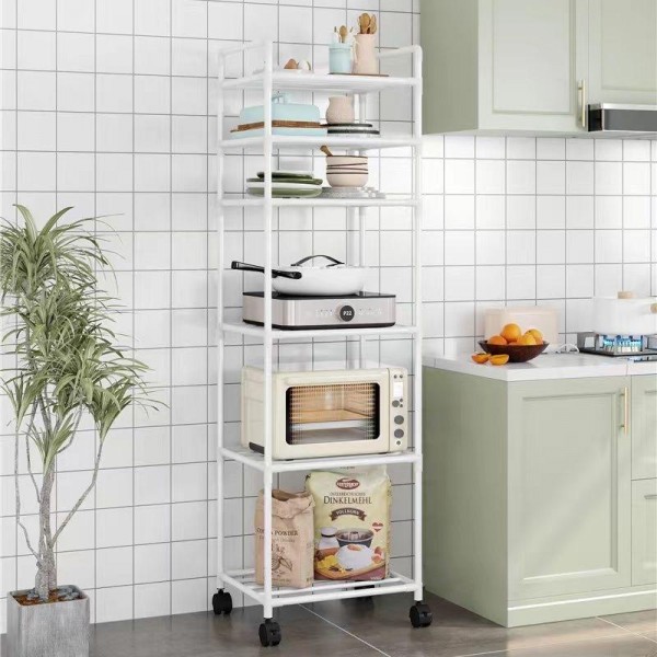 Multi-Layer Household Kitchen Storage Rack Movable Pot Tray Organizer Ceiling Floor Option Metal Microwave Shelves Organizer