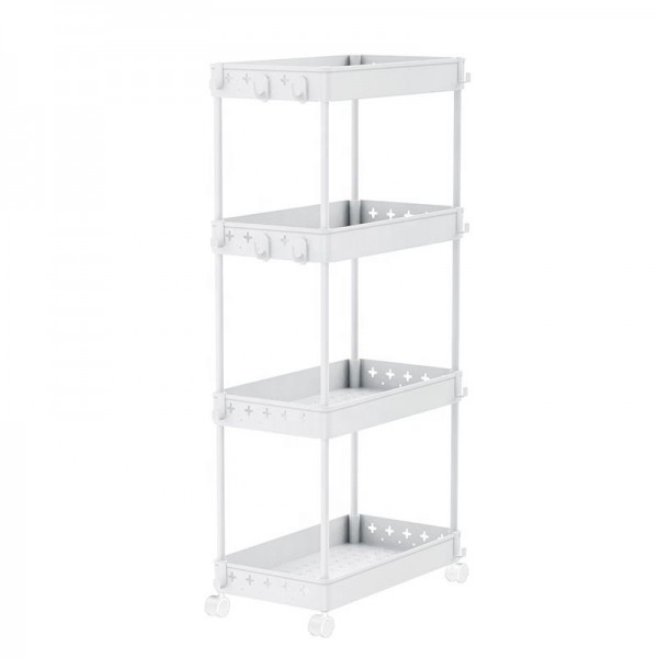 Multi-scene Narrow Places 4 Tier Slim Organizer Bathroom Trolley Plastic Storage Cart Gap Rolling Utility Storage Rack