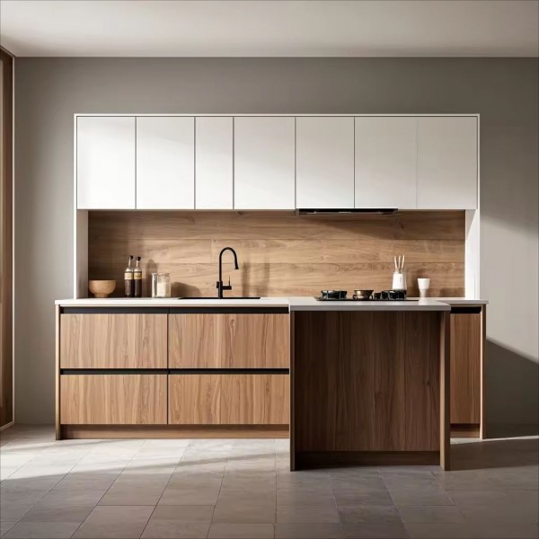 Vermont Classic Wood Kitchen Cabinet Affordable Price Customized Wood Grain Villa Kitchen Cabinet